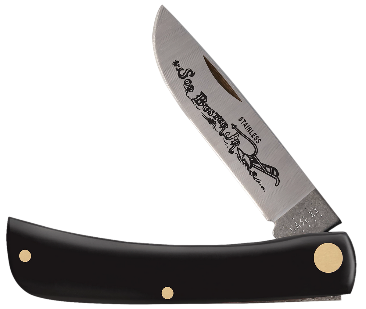 Case Sod Buster Jr 2.80" Skinner Plain Folding Knife - Black Synthetic Handle — view 3