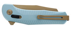 S.O.G Diverge XR 3" Folding Sheepsfoot Plain Edge D2 Steel Gold PVD Blade Light Blue Aluminum Handle — view 3