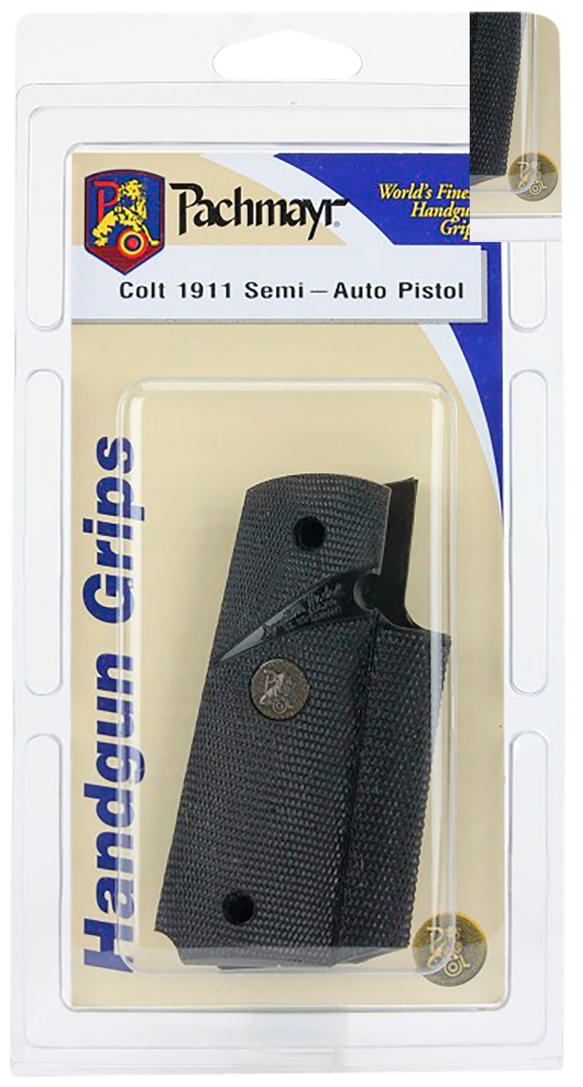 Pachmayr Signature Wraparound 1911/1911-A1 Pistol Grip - Checkered Black Rubber — view 3