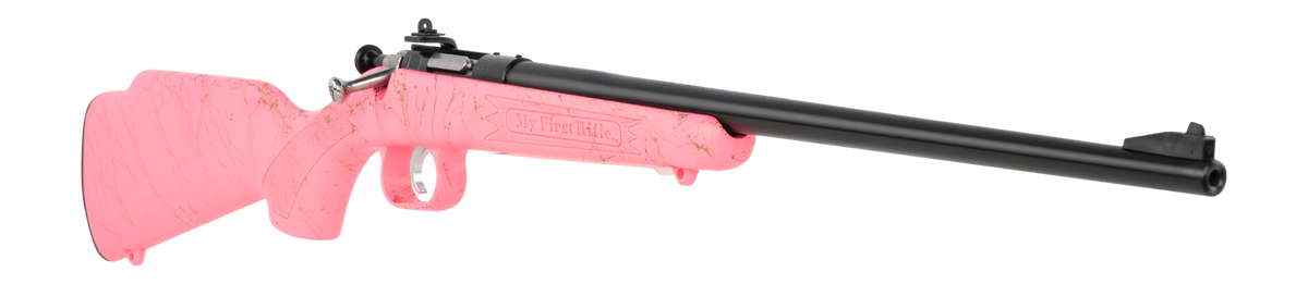 Crickett KSA2341 My First Rifle Gen2 22 LR 16.13" 1-Rd Bolt Action Rifle - Pink w/Gold Webbing Synthetic Stock — view 3