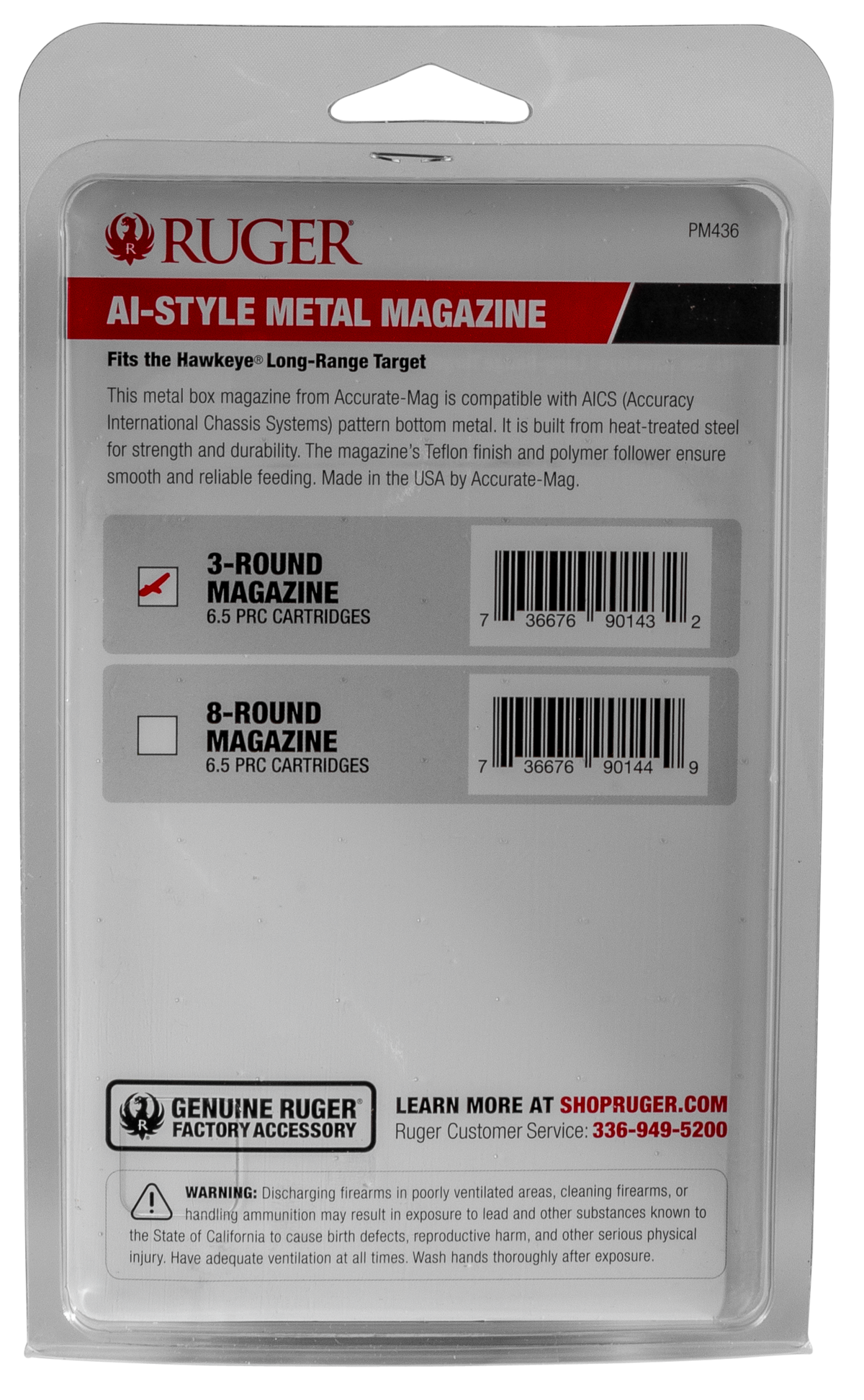 Ruger Precision/Hawkeye Long-Range Target 6.5 PRC 3rd Steel Magazine - Black — view 4