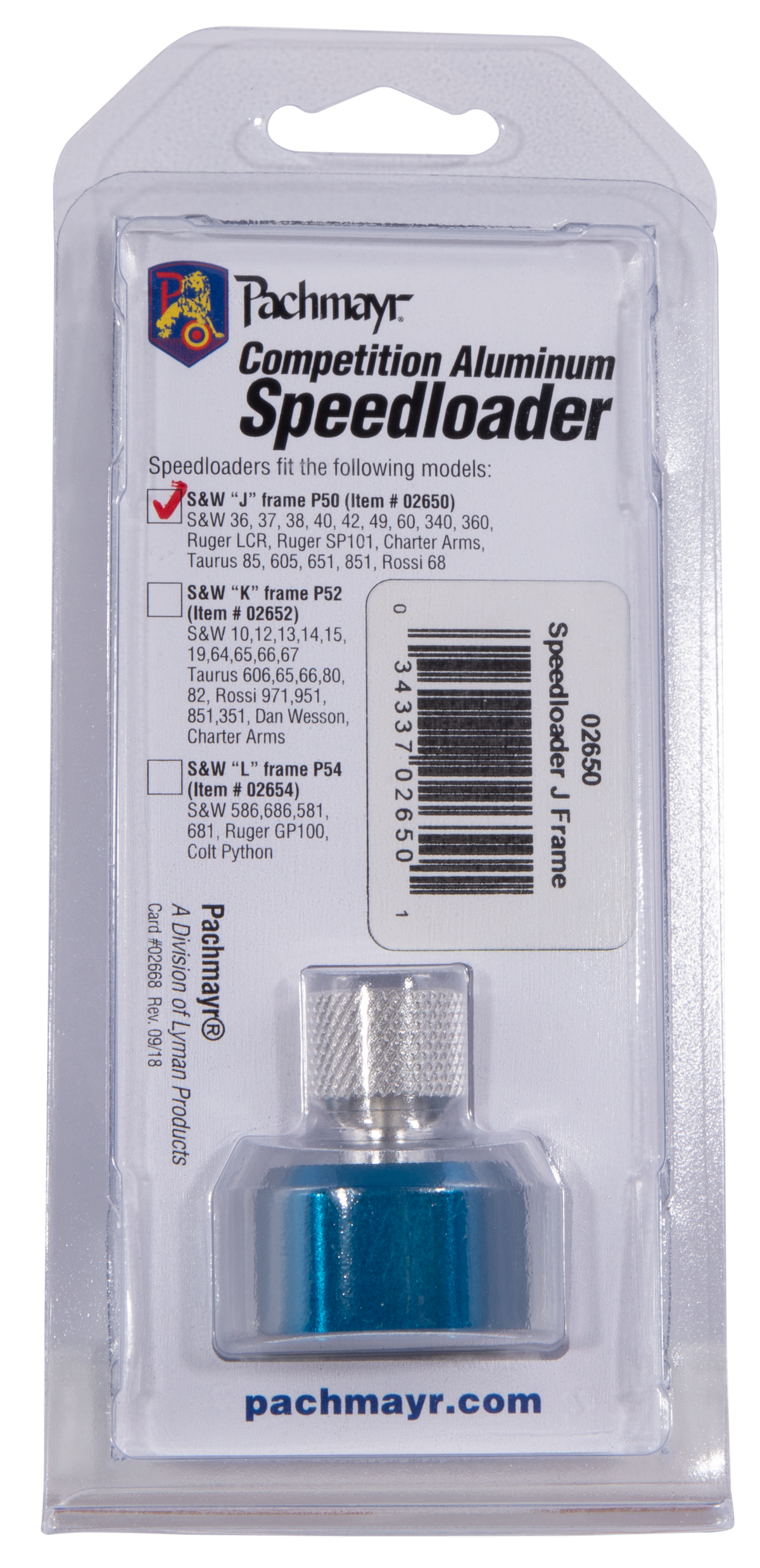 Pachmayr 02650 Competition Speedloader Aluminum Blue for S&W J Frame 5-Rd — view 4