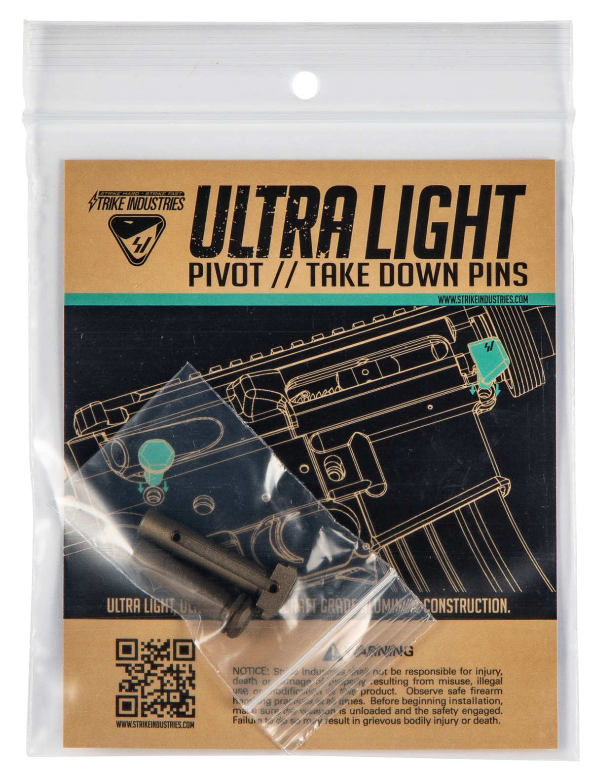 Strike Industries Ultra Light AR-15 Takedown/Pivot Pins Mil-Spec Aluminum - Flat Dark Earth — view 4