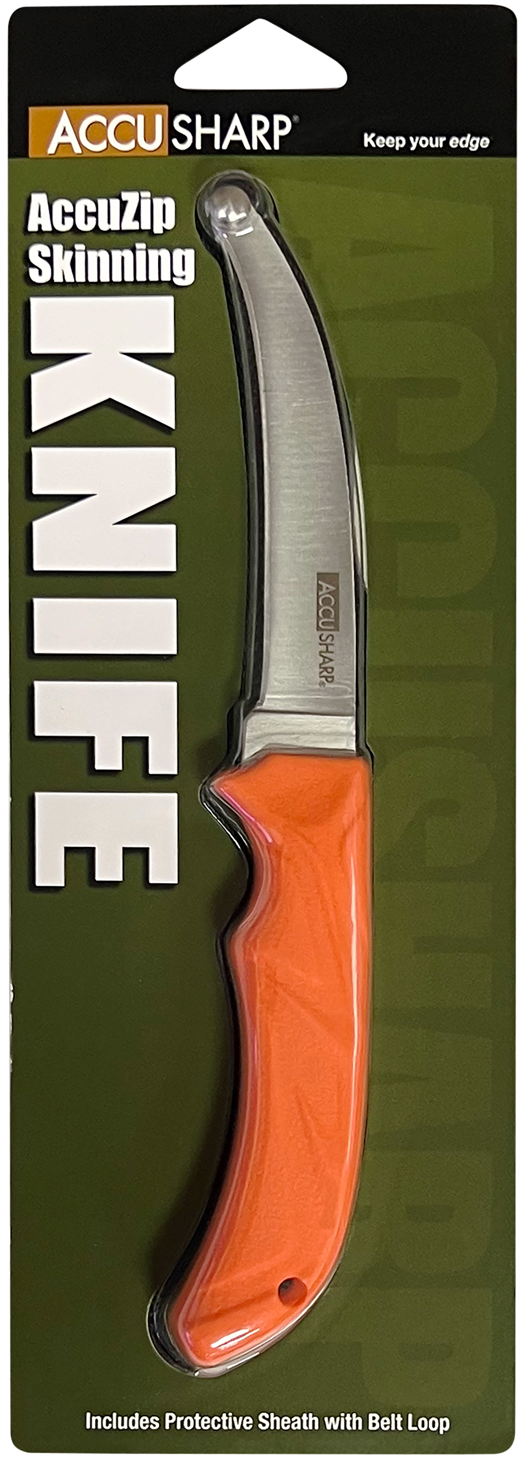 Accusharp AccuZip 4" Fixed Blade Skinning Knife Blaze Orange Rubber Handle — view 4
