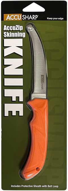 Accusharp AccuZip 4" Fixed Blade Skinning Knife Blaze Orange Rubber Handle — view 4