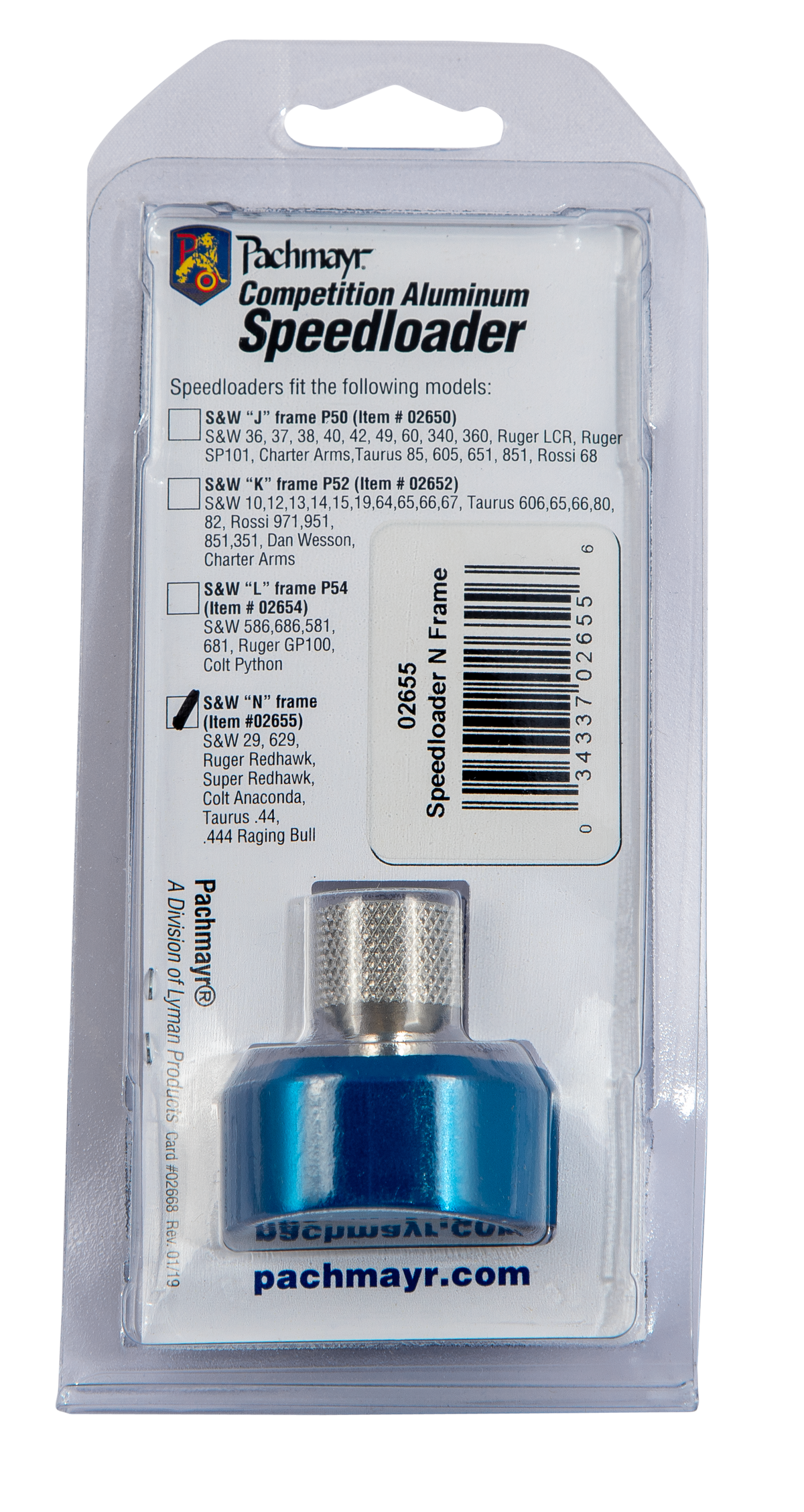 Pachmayr 02655 Competition Speedloader Aluminum Blue for S&W N Frame 6-Shot — view 4