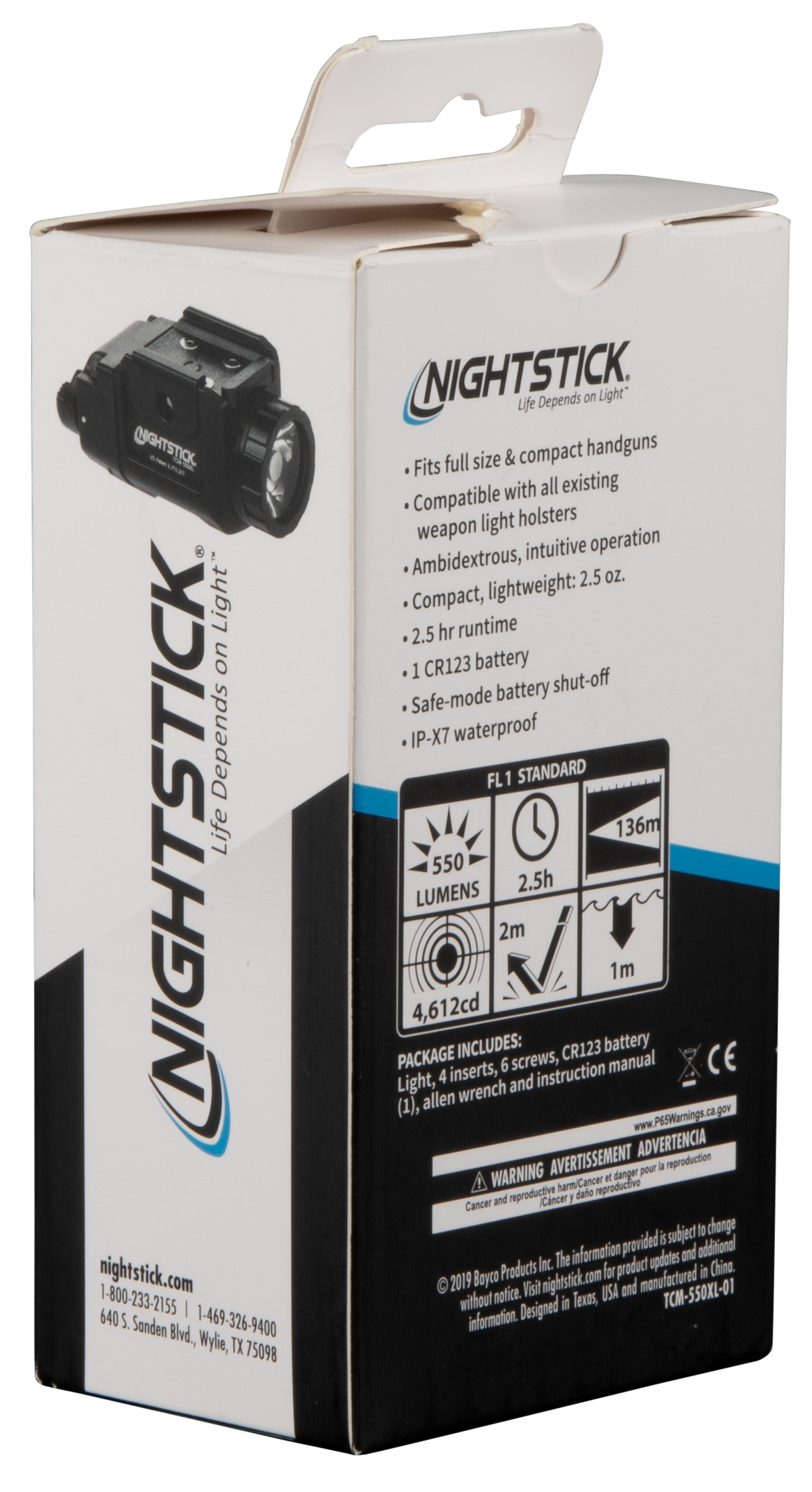 Bayco Nightstick TCM-550XL Compact Weapon-Mounted Light 550 Lumens White LED Black Anodized — view 4