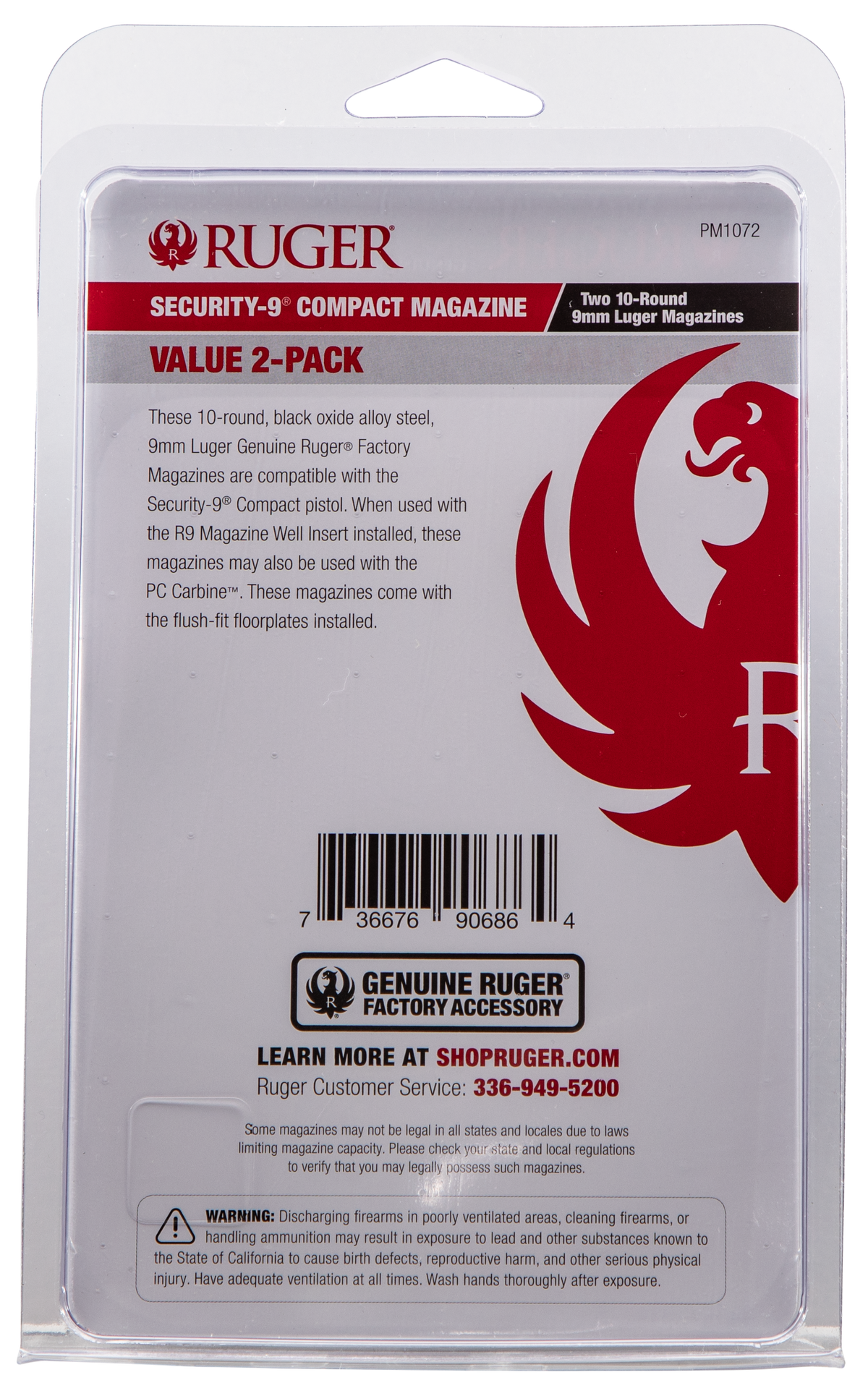 Ruger 90686 Security-9 Compact 9mm Luger 10rd Black Oxide Steel Pistol Magazine 2-Pk — view 4