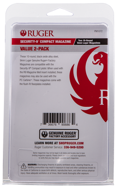 Ruger 90686 Security-9 Compact 9mm Luger 10rd Black Oxide Steel Pistol Magazine 2-Pk — view 4