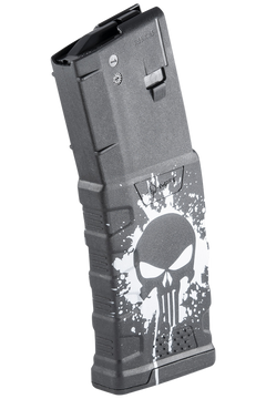 Mission First Tactical Extreme Duty 30rd 223 Rem/5.56x45mm AR-15/M4 Polymer Magazine - White Punisher Skull Splatter — view 4
