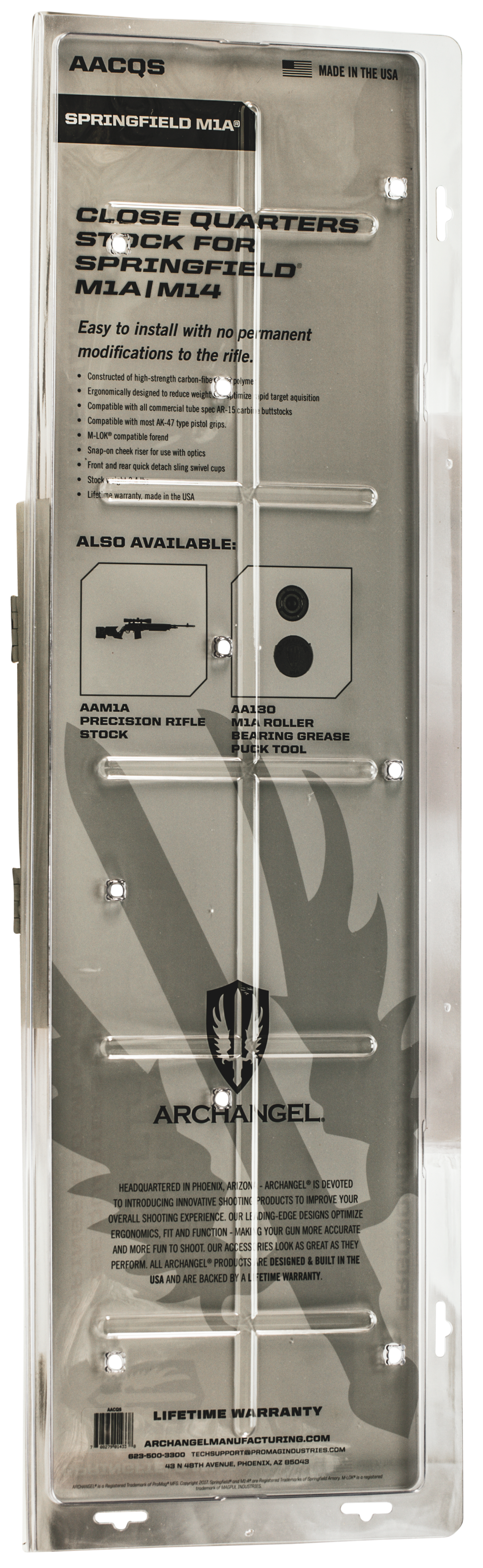 Archangel AACQS Close Quarters Stock - Black Carbon Fiber/Polymer 6-Position for Springfield M1A / M14 — view 4