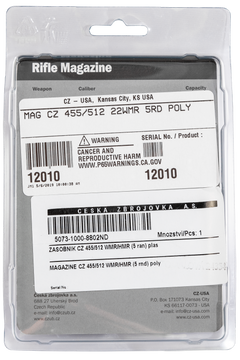 CZ 12010 CZ 455 22 WMR 5-Rd Black Polymer Magazine — view 4