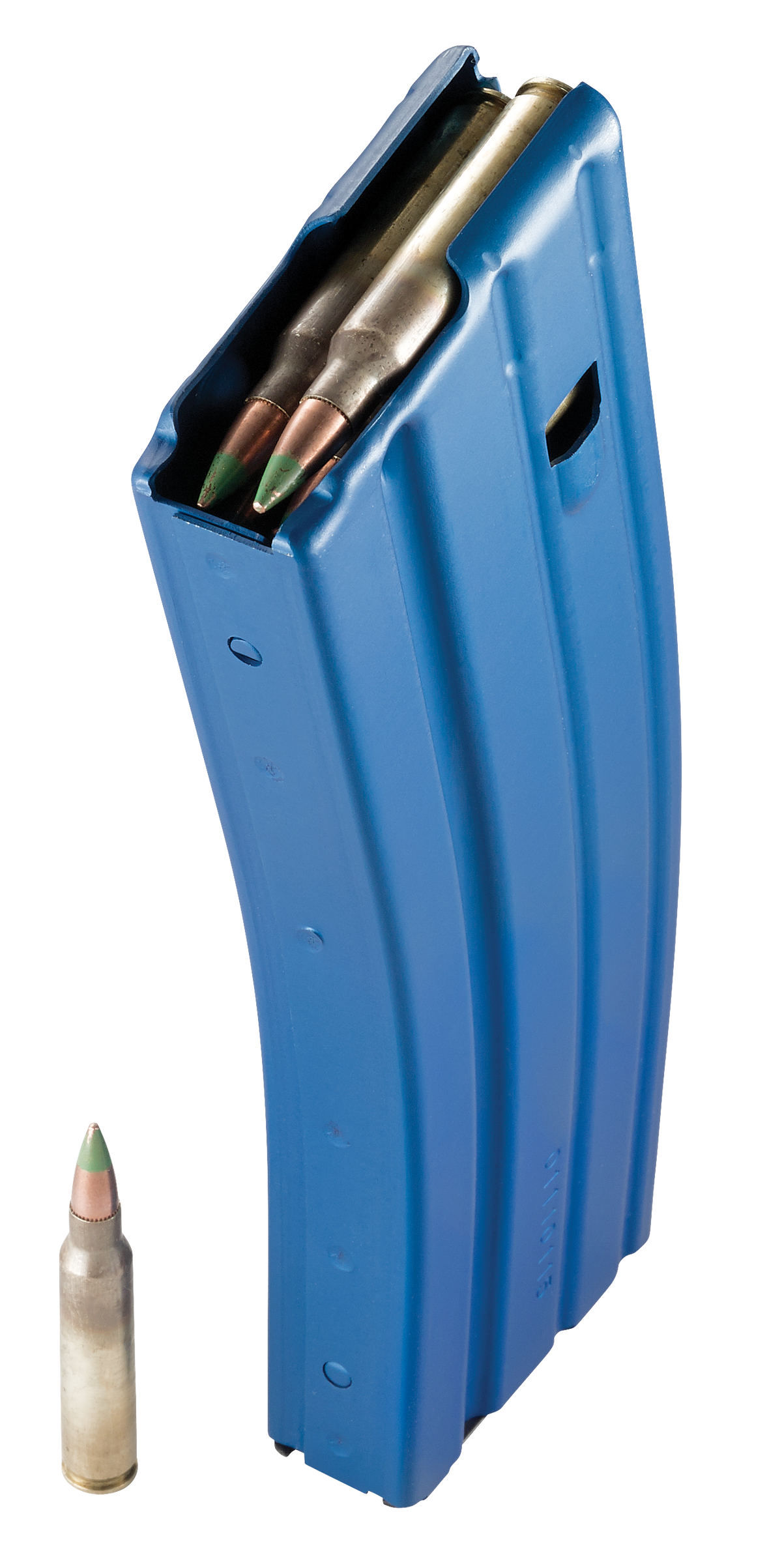 DuraMag Speed AR-15 30rd .223 Rem/5.56/300 BLK Blue Aluminum Magazine w/ Black Follower — view 4