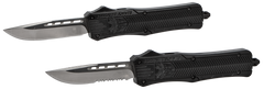 CobraTec Knives CTK-1 Medium 3" OTF Drop Point Part Serrated D2 Steel Black Aluminum Handle — view 5