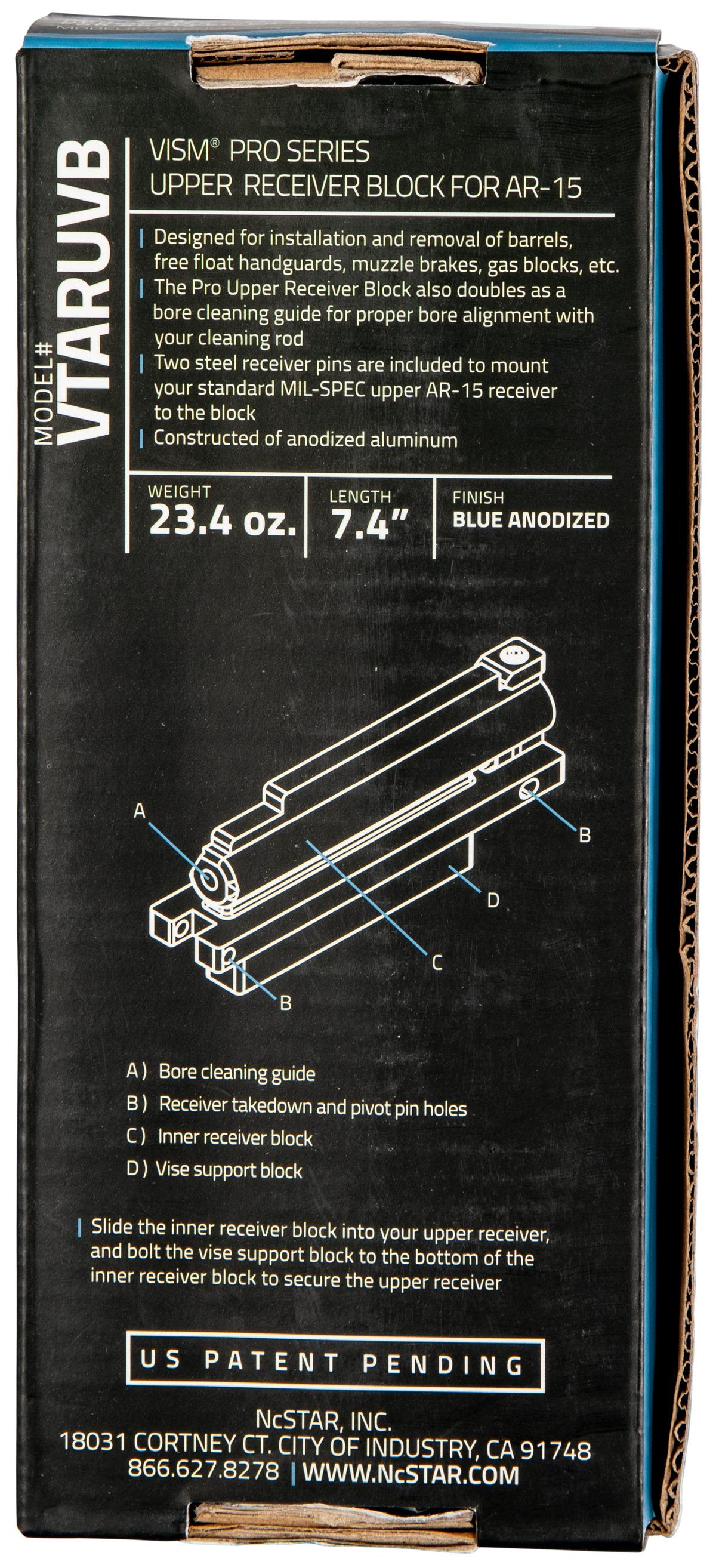 NcSTAR VTARUVB AR-15 Upper Receiver Block Blue Anodized Aluminum — view 5