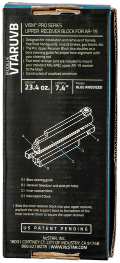 NcSTAR VTARUVB AR-15 Upper Receiver Block Blue Anodized Aluminum — view 5