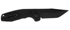 S.O.G SOG-TAC Auto Compact 2.94" Folding Tanto Part Serrated Black TiNi D2 Aluminum Handle