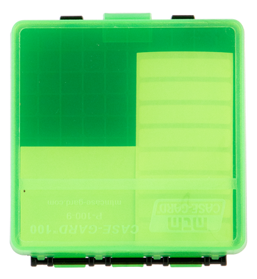 MTM Case-Gard P-100 9mm Luger/.380 ACP 100rd Flip-Top Clear Green Polypropylene Ammo Box