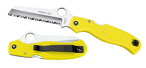 Spyderco Atlantic Salt Lightweight 3.69" Sheepsfoot Serrated H2 Steel Yellow FRN Folding Knife
