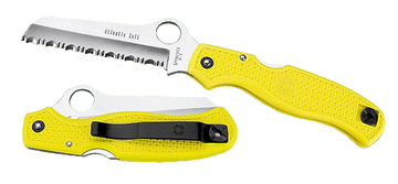 Spyderco Atlantic Salt Lightweight 3.69" Sheepsfoot Serrated H2 Steel Yellow FRN Folding Knife