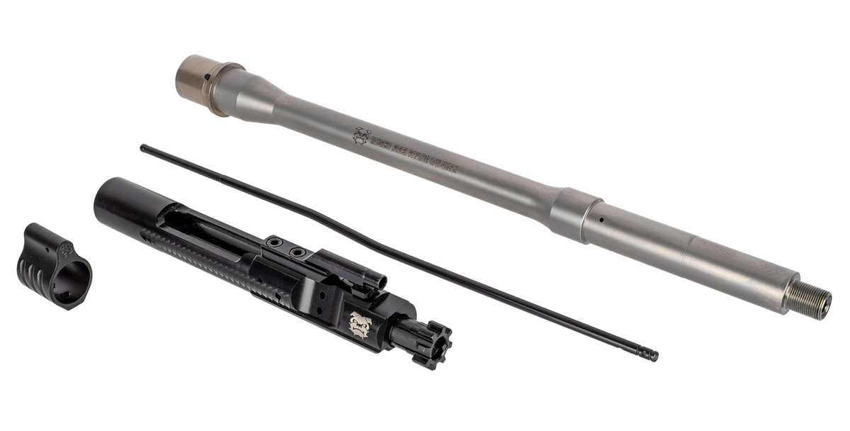 Rosco Manufacturing Purebred 14.5" .223 Wylde 1:8 Mid-Length Sauce Pack Barrel Kit w/ BCG & Gas System - Sandblasted Stainless