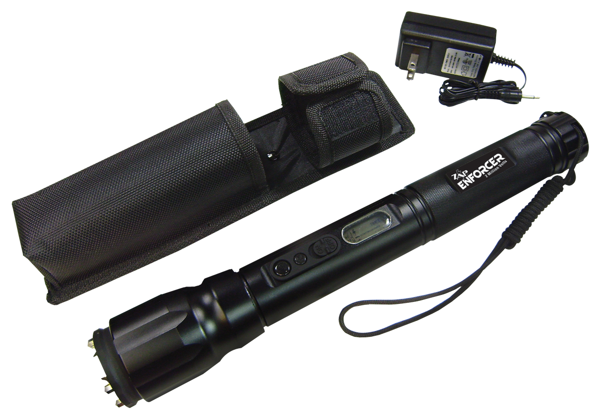 Zap Enforcer Stun Gun/Flashlight 2 Million Volt Black Aluminum