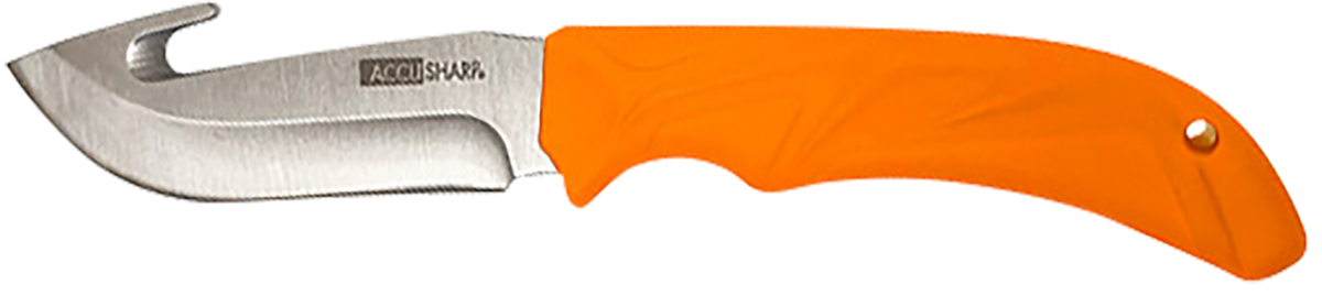 Accusharp 729C Gut Hook 3.5" Fixed Blade Knife - Blaze Orange Handle