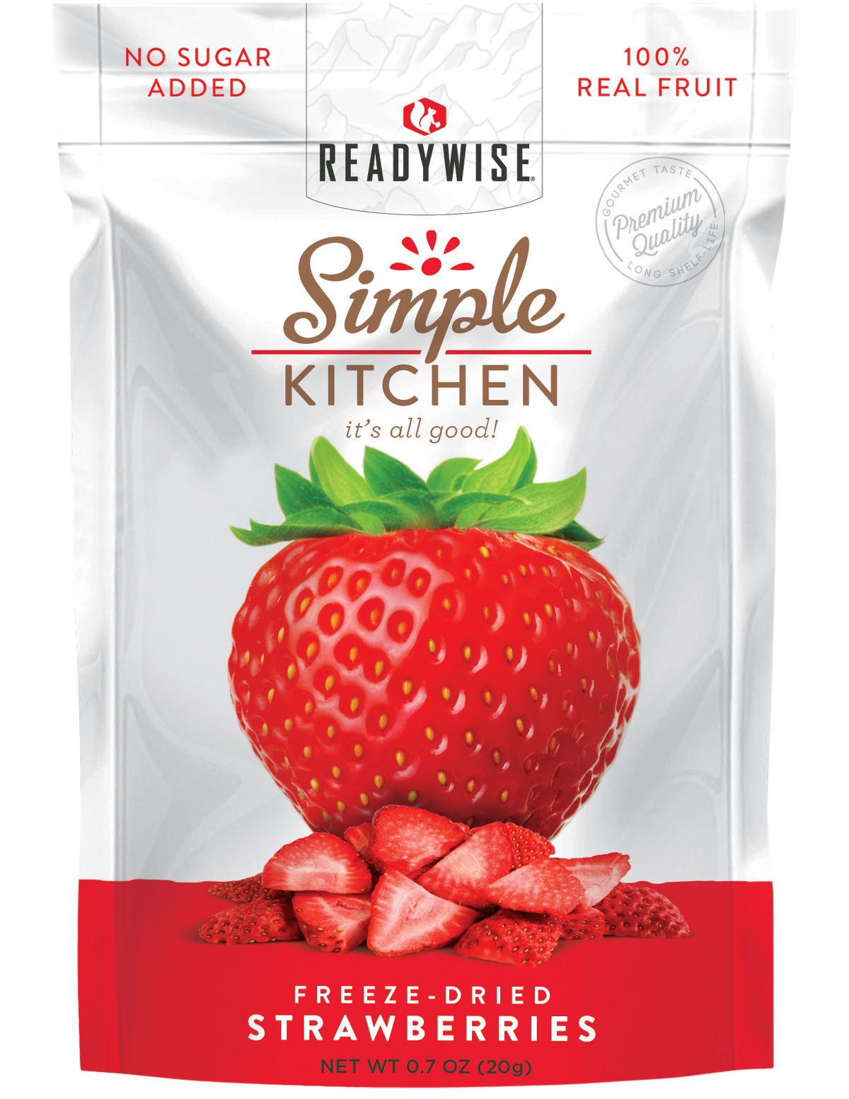 ReadyWise Simple Kitchen Freeze-Dried Strawberries 1 Serving Pouch 6 Per Case