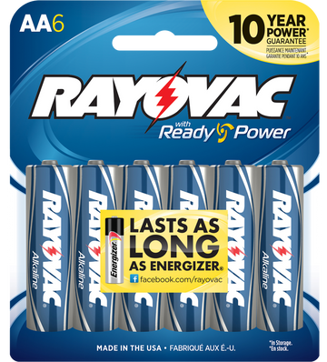 Rayovac High Energy AA Alkaline Batteries 1.5V 2,700 mAh (6-Pack) - Silver / Blue