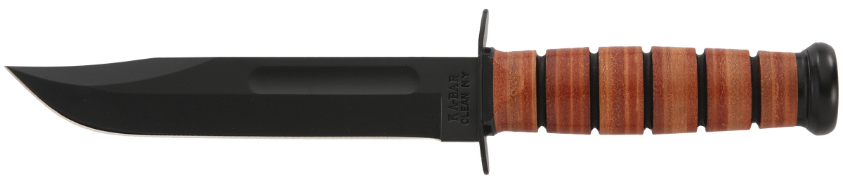 Ka-Bar 1217 USMC Fight/Utility 7" Clip Point Plain 1095 Cro-Van Leather Handle Fixed