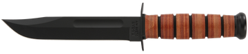 Ka-Bar 1217 USMC Fight/Utility 7" Clip Point Plain 1095 Cro-Van Leather Handle Fixed