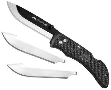 Outdoor Edge Onyx 3-Blade 3.50" Folding Drop Point Plain 420J2 SS Black Grivory Handle