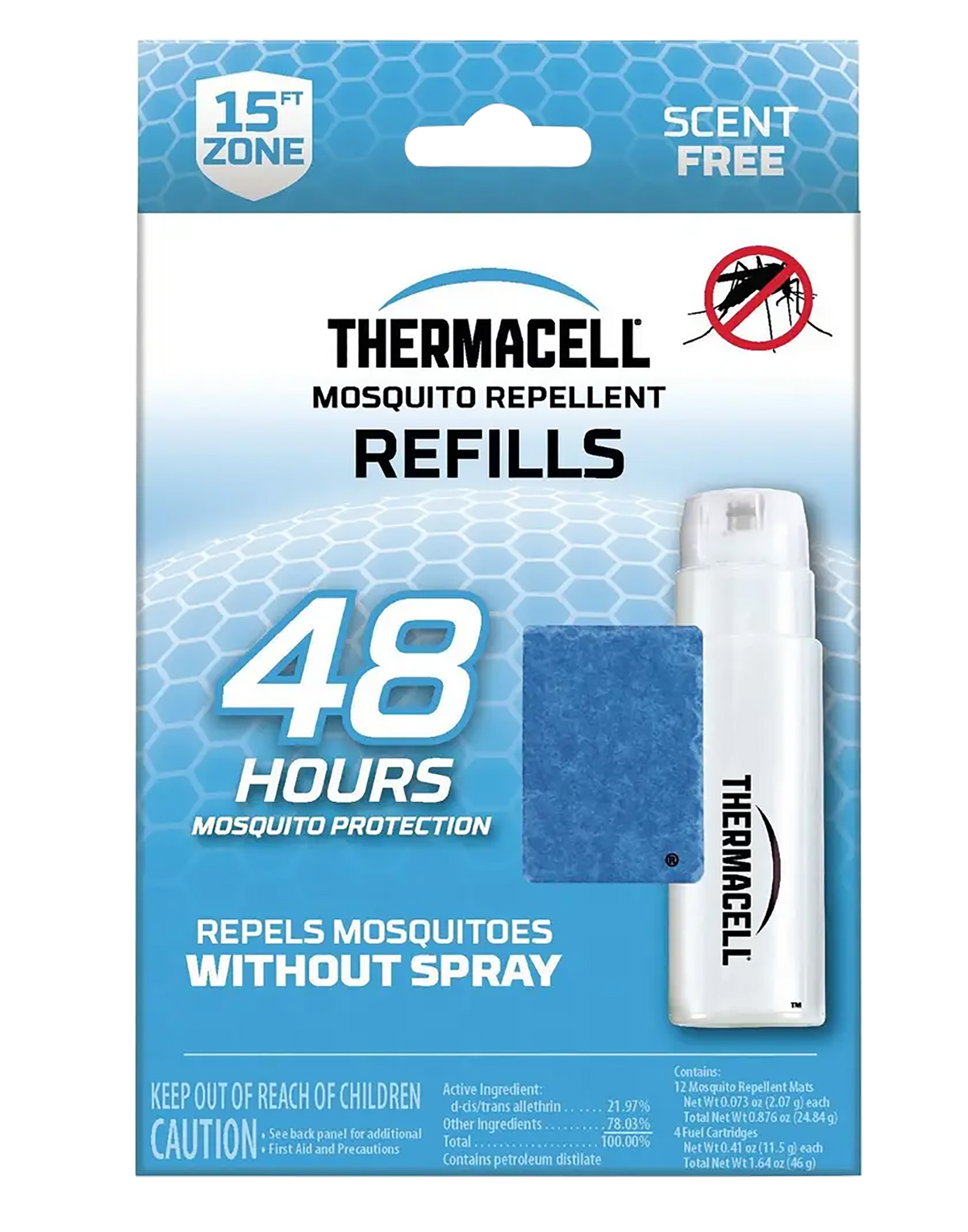 Thermacell R4 Repellent Refill 15 ft 4 Fuel Cartridges/12 Mats