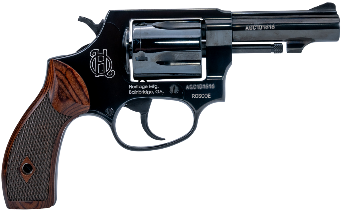 Heritage Mfg Roscoe 38 Special +P 3" 5-Rd DA/SA Revolver - Black Polished / Wood