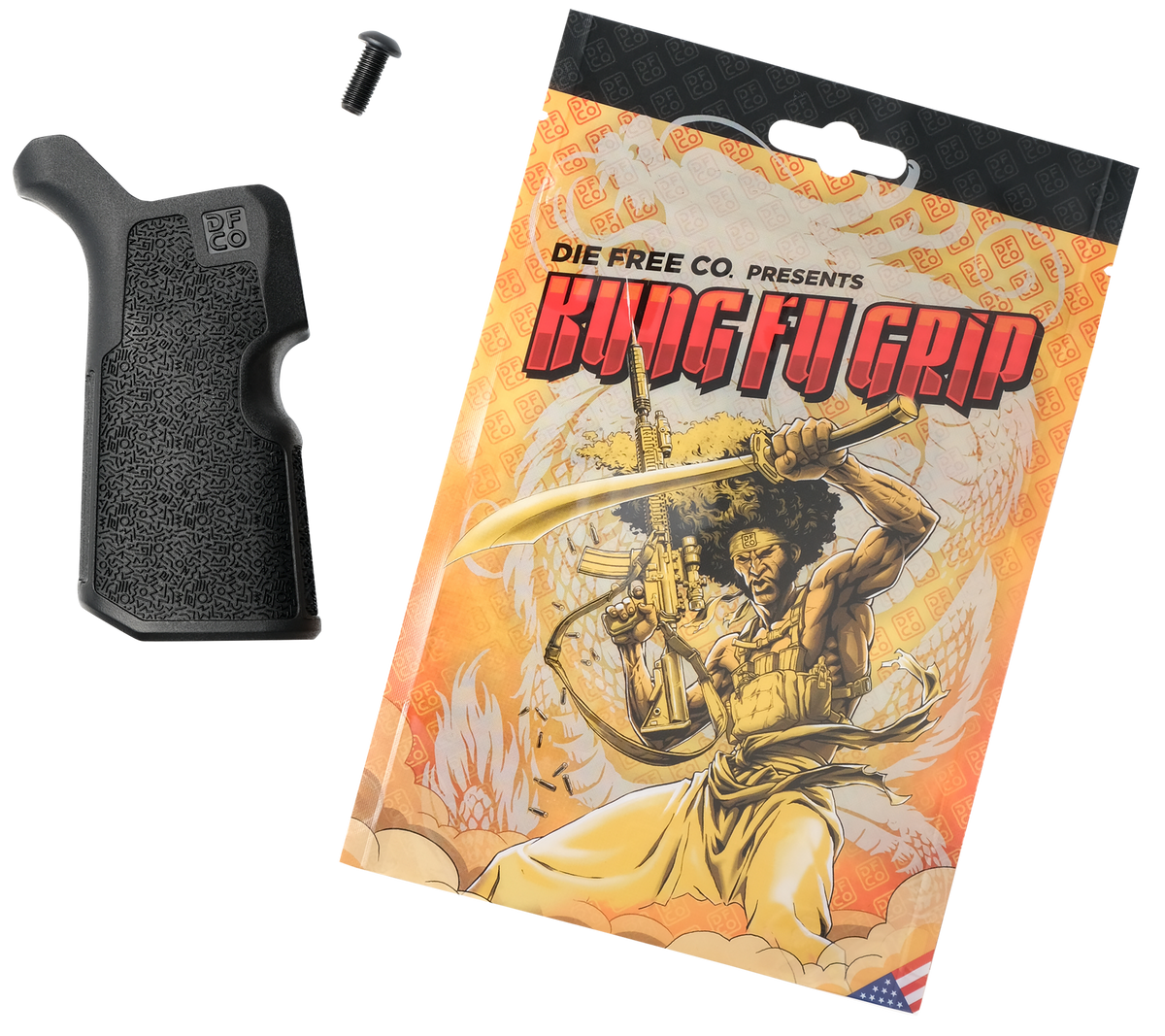Die Free Co Kung Fu Grip Black Nylon Fits AR-15/M4/AR-10/SR-25