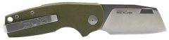 S.O.G Stout SJ 2.40" Folding Cleaver Plain Cryo D2 Steel OD Green G10 Handle