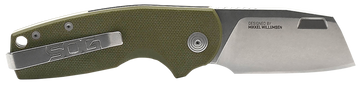 S.O.G Stout SJ 2.40" Folding Cleaver Plain Cryo D2 Steel OD Green G10 Handle