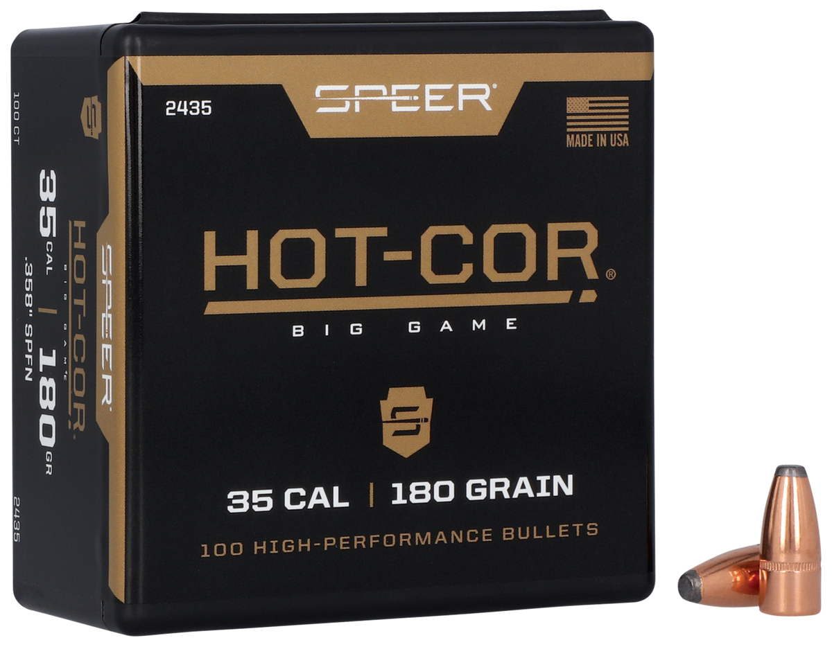 Speer Ammo Hot-Cor .358 180gr Spitzer Soft Point Reloading Bullets - 100/Box