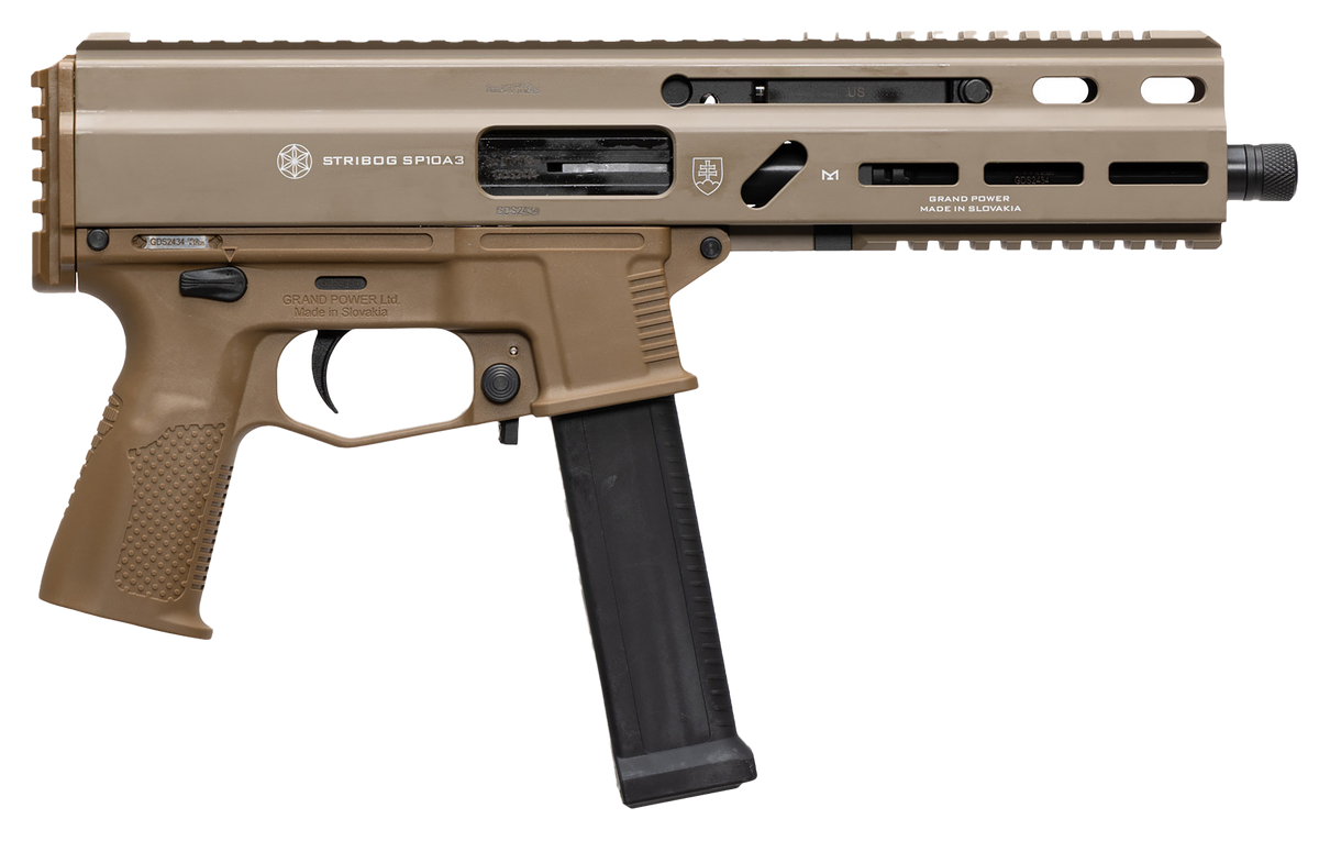 Grand Power Stribog SP10A3 10mm Auto 8" 20+1 Semi-Auto Pistol - FDE