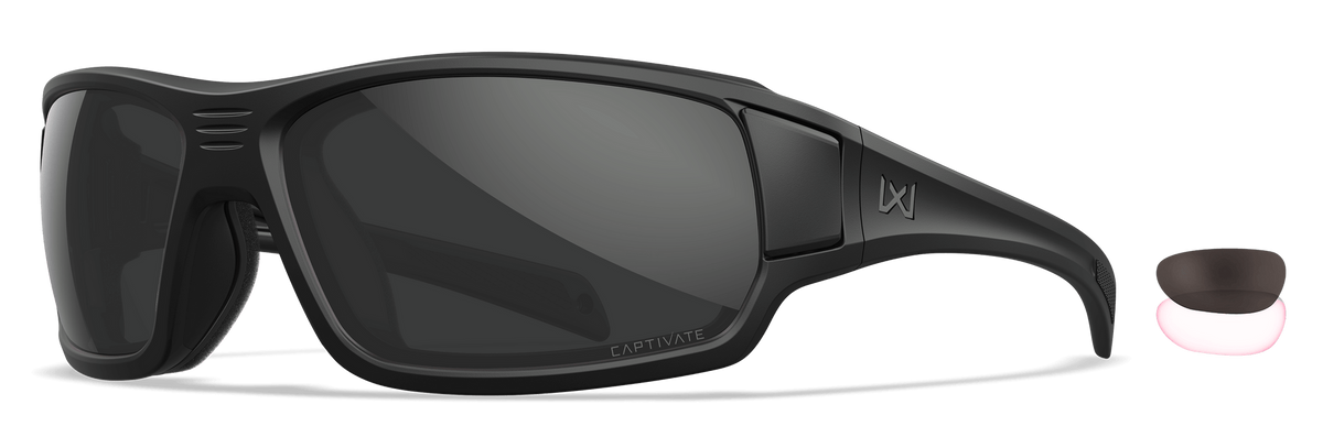 Wiley X Breach 2.5 CAPTIVATE Grey/Clear Lens Matte Black Frame Safety Glasses