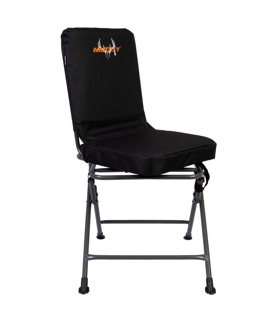 Muddy Padded Swivel Chair Black 300 lb Capacity - 300 Denier Polyester Ground Seat