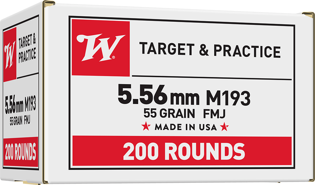 Winchester Ammo WM193200 USA M193 5.56x45mm NATO 55gr FMJ 200 Rd - Box or Case