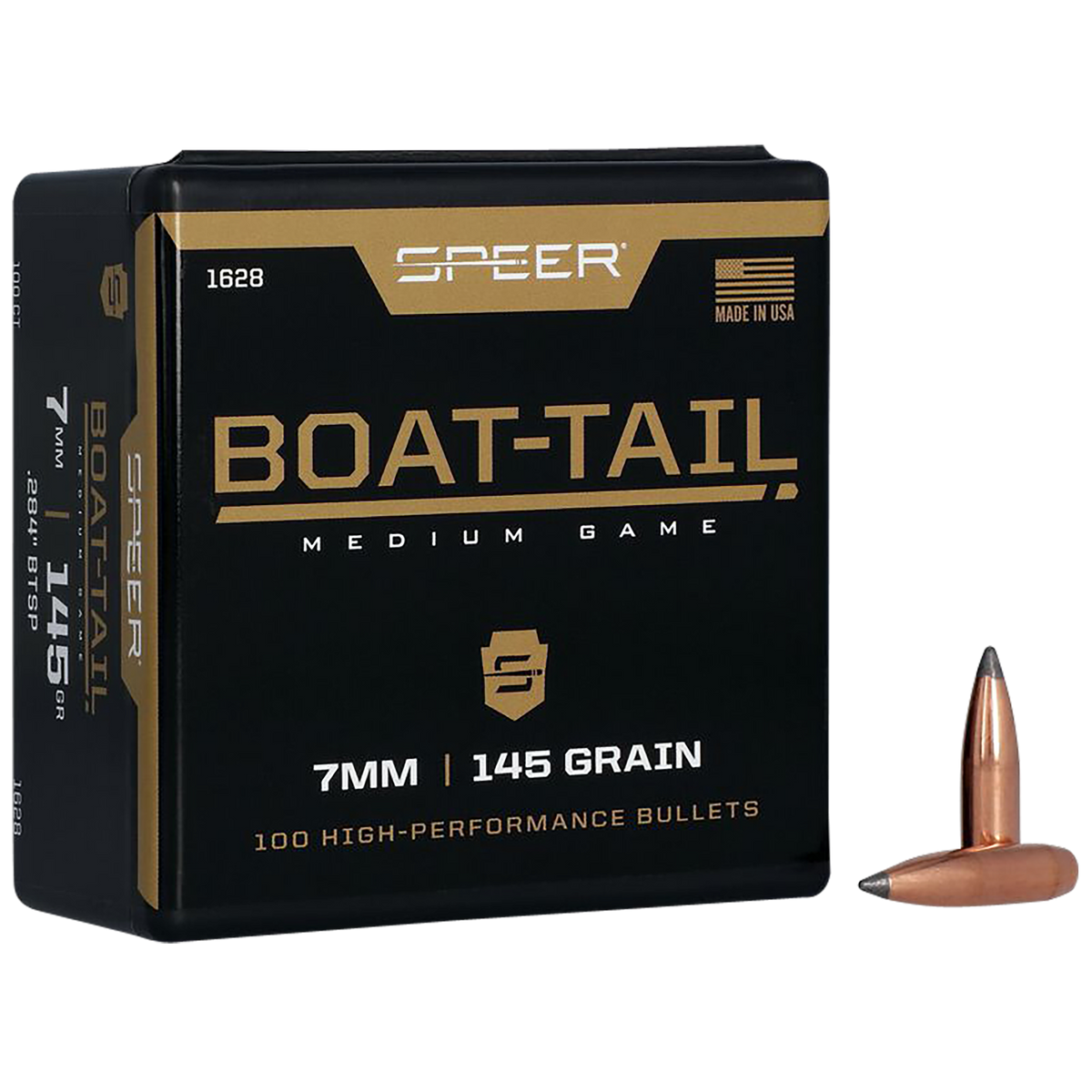 Speer Ammo 1628 Boat-Tail 7mm .284 145gr Jacketed Soft Point - 100/Box