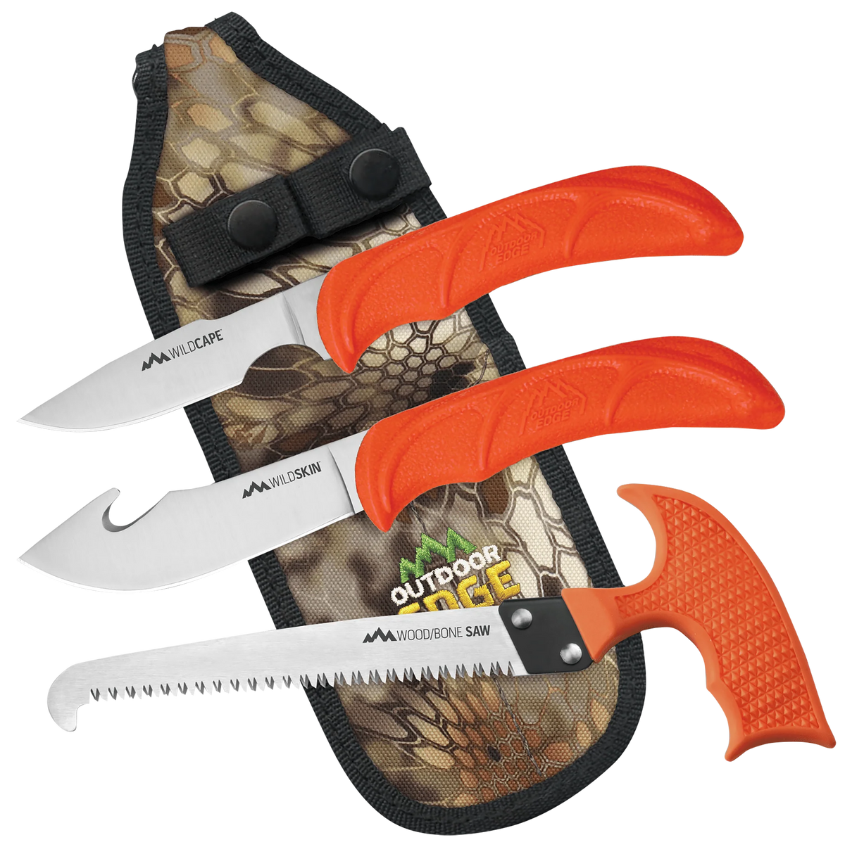 Outdoor Edge WildGuide Fixed Blade Caper/Saw/Skinner w/Gut Hook 420J2 SS Blaze Orange TPR Handle
