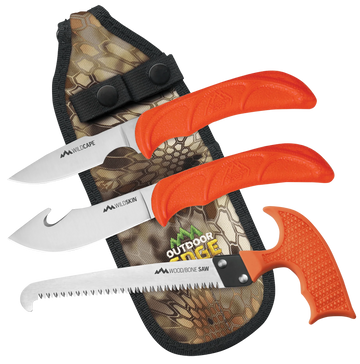 Outdoor Edge WildGuide Fixed Blade Caper/Saw/Skinner w/Gut Hook 420J2 SS Blaze Orange TPR Handle