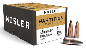 Nosler Partition 6.5mm 100gr Spitzer Reloading Bullets 50/Box