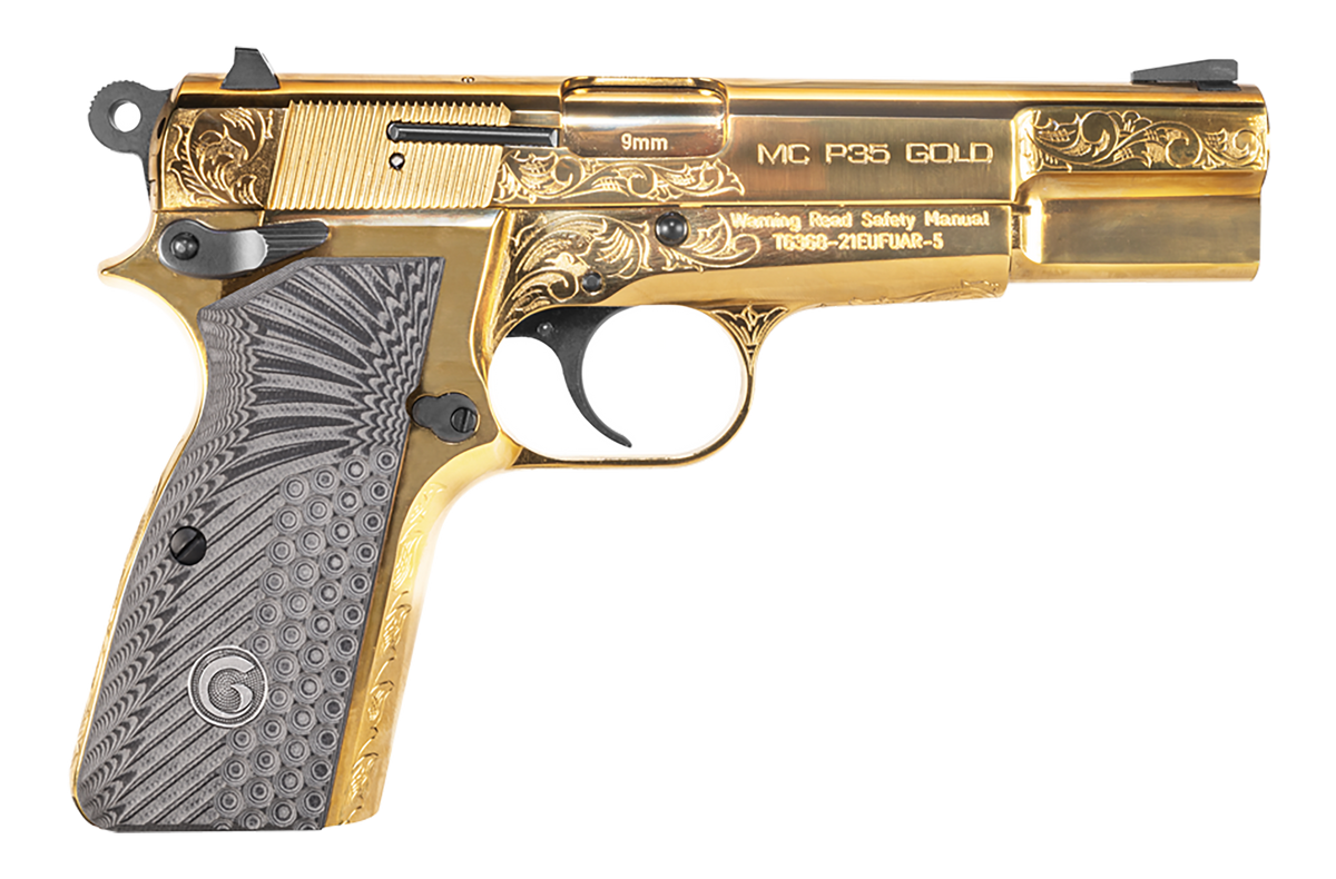 EAA Girsan MC P35 9mm Luger 4.87" 15+1 Semi-Auto Pistol - Gold Engraved