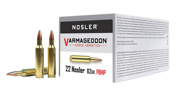 Nosler Varmageddon 22 Nosler 62gr Flat Base Hollow Point 50-Rd/Box - Box or Case