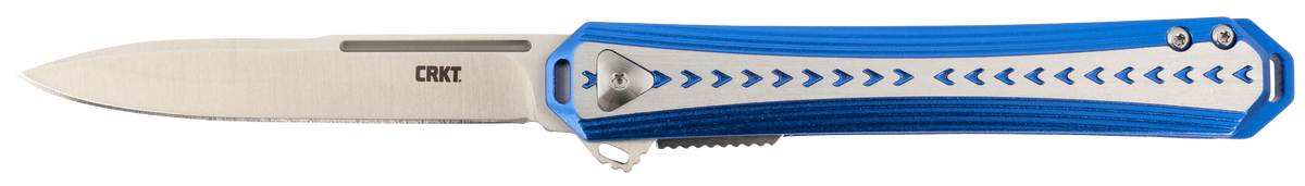 Columbia River 6710 Stickler 3.38" Folding Plain Satin 12C27 Sandvik Blade Blue/Silver Aluminum Handle
