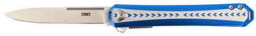 Columbia River 6710 Stickler 3.38" Folding Plain Satin 12C27 Sandvik Blade Blue/Silver Aluminum Handle